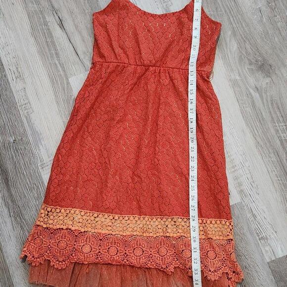 Altar'd State Dress Medium Orange Lace Overlay Fit And Flare - Picture 8 of 8